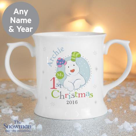 Personalised The Snowdog My 1st Christmas Blue Loving Mug Extra Image 1